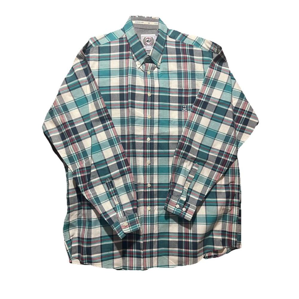 Cinch Men’s XXL Green White Red Plaid Western Shirt Long Sleeve Button Down‎